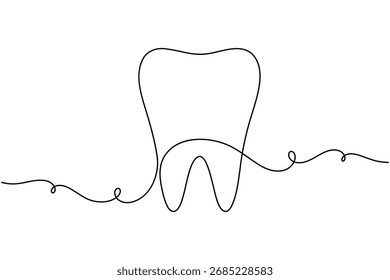 Dientes dentales continuos de una línea que dibujan una sonrisa limpia minimalista Ilustración vectorial dental saludable