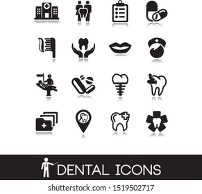 Dentistry tools and dental icons.