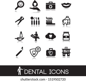 Dentistry tools and dental icons.