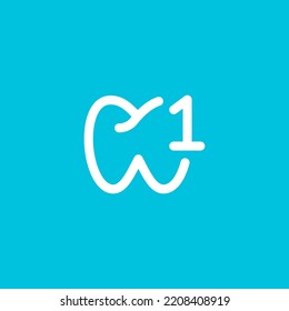  Zahnarzt mit einem 1-Nummern-Logo-Vektorgrafik