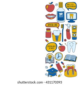 Dentistry Vector doodle set of icons Children dental care