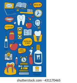 Dentistry Vector doodle set of icons Children dental care