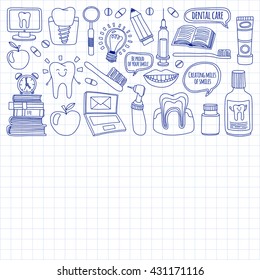 Dentistry Vector doodle set of icons Children dental care