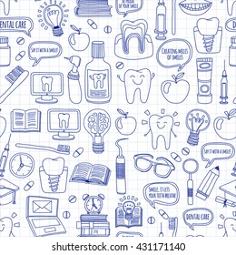 Dentistry Vector doodle set of icons Children dental care
