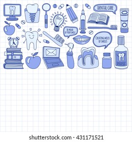 Dentistry Vector doodle set of icons Children dental care