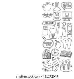 Dentistry Vector doodle set of icons Children dental care