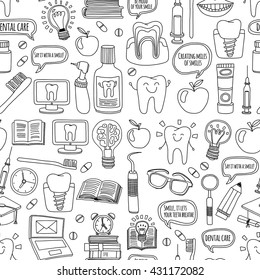 Dentistry Vector doodle set of icons Children dental care