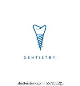 dentistry vector icon concept with the implant