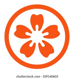 Dentistry vector icon. Style is flat rounded symbol, orange color, rounded angles, white background.