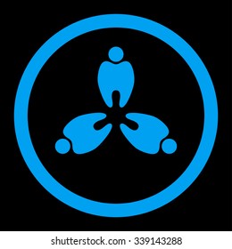 Dentistry vector icon. Style is flat rounded symbol, blue color, rounded angles, black background.