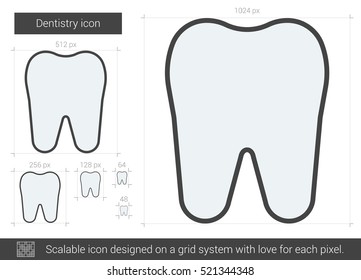 Dentistry vector line icon isolated on white background. Dentistry line icon for infographic, website or app. Scalable icon designed on a grid system.