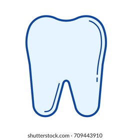 Ícone de linha de vetor de odontologia isolado no fundo branco. Ícone de linha de odontologia para infográfico, site ou aplicativo. Ícone azul projetado em um sistema de grade.