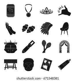 dentistry, weapons, building and other web icon in black style. sports, Mexico, party