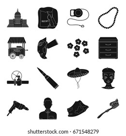 dentistry, weapons, tools and other web icon in black style. garbage, oil, office, products