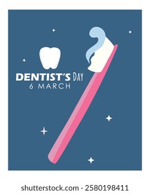 Dentist's Day Illustration Toothbrush and Toothpaste	