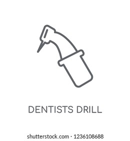 Dentists drill tool linear icon. Modern outline Dentists drill tool logo concept on white background from Dentist collection. Suitable for use on web apps, mobile apps and print media.