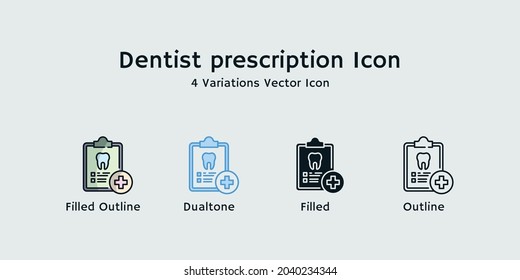 Dentists prescription icon for the patient to take the medicine