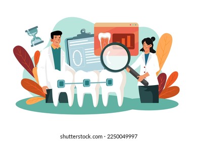 Dentists Present Procedure Braces Correction.