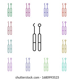 Dentist's tools line multi color style icon. Simple thin line, outline vector of hospital icons for ui and ux, website or mobile application
