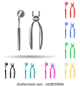 dentist's tools multi color style icon. Simple glyph, flat vector of dental icons for ui and ux, website or mobile application