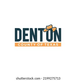 Denton County of Texas Logo design. Cowboy hat icon. Vector Illustration.