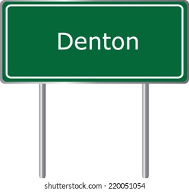 Denton, Texas, road sign green vector illustration, road table, USA city
