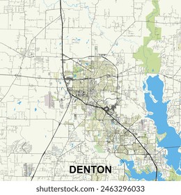 Denton, Texas, USA map poster art