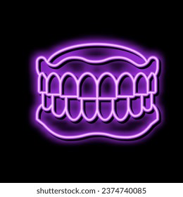 denture dental care neon light sign vector. denture dental care illustration