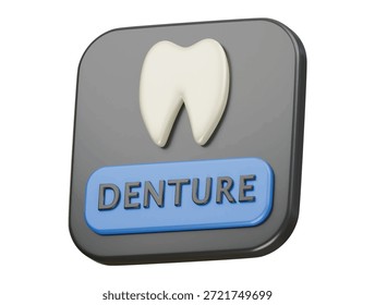 ícone de dentadura renderização de ilustração 3d