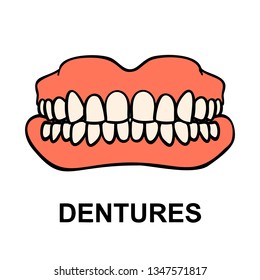 Denture icon. Dental prosthesis, tooth orthopedics sign. Dental implant. Medicine symbol for websites, info graphics and print. Vector illustration.