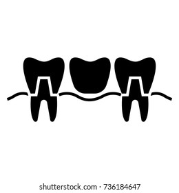 denture icon, vector illustration, black sign on isolated background