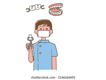 Denture and denture icons dentist with extracted teeth
