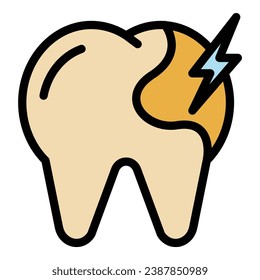 Denture implant icon outline vector. Dental tooth. Crown care color flat