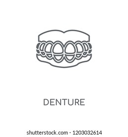Denture linear icon. Denture concept stroke symbol design. Thin graphic elements vector illustration, outline pattern on a white background, eps 10.