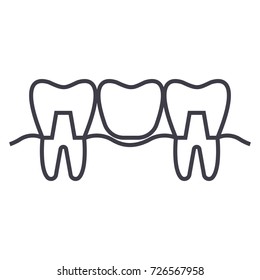 denture vector line icon, sign, illustration on background, editable strokes