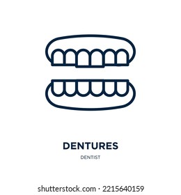 dentures icon from dentist collection. Thin linear dentures, implant, mouth outline icon isolated on white background. Line vector dentures sign, symbol for web and mobile