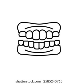 dentures icon Flat vector set outline