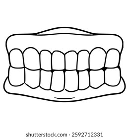 dentures illustration hand drawn outline vector