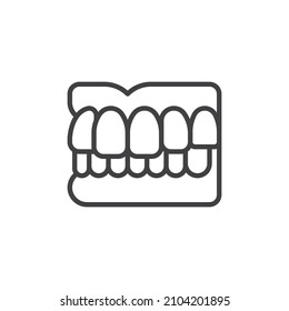 Dentures line icon. linear style sign for mobile concept and web design. False teeth outline vector icon. Symbol, logo illustration. Vector graphics