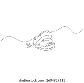 Dentures outline drawing illustration. Continuous line draw of dentures for april fools day vector.
