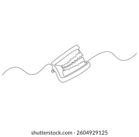 Dentures outline drawing illustration. Continuous line draw of dentures for april fools day vector.
