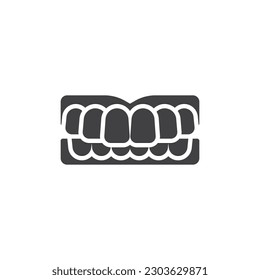 Dentures teeth vector icon. filled flat sign for mobile concept and web design. Dentures glyph icon. Symbol, logo illustration. Vector graphics