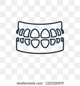 Dentures vector outline icon isolated on transparent background, high quality linear Dentures transparency concept can be used web and mobile