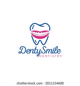 denty smile logo, fun office oral facial surgery vector