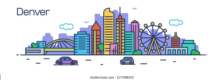 Denver city.For banner, web page, cards, presentation. Vector illustration