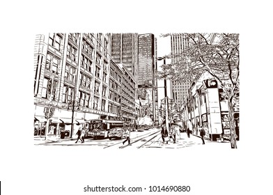 Denver, City in Colorado. Hand drawn sketch illustration in vector.