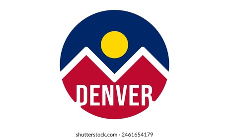 Denver city emblem, Colored round illustration