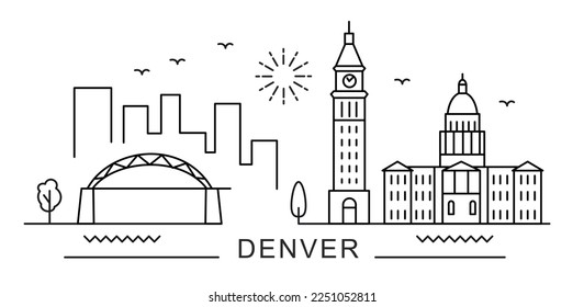 Denver City Line View. Poster print minimal design.