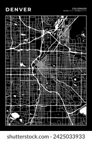 Denver City Map, Cartography Map, Street Layout Map