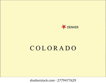 Denver City on Isolated Map of Colorado USA Cartography Illustration